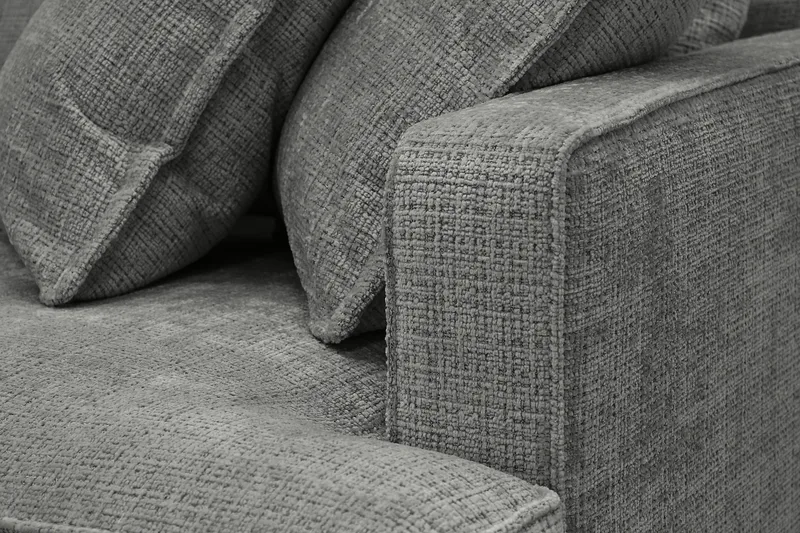 Rossita Lyx 4-sits Vänstervänd L-formad Extra Djup Schäslongsoffa i Chenille - Grå Chenille - Products - Möbler - Soffa - Divansoffa & schäslongsoffa - 4 sits soffa med divan