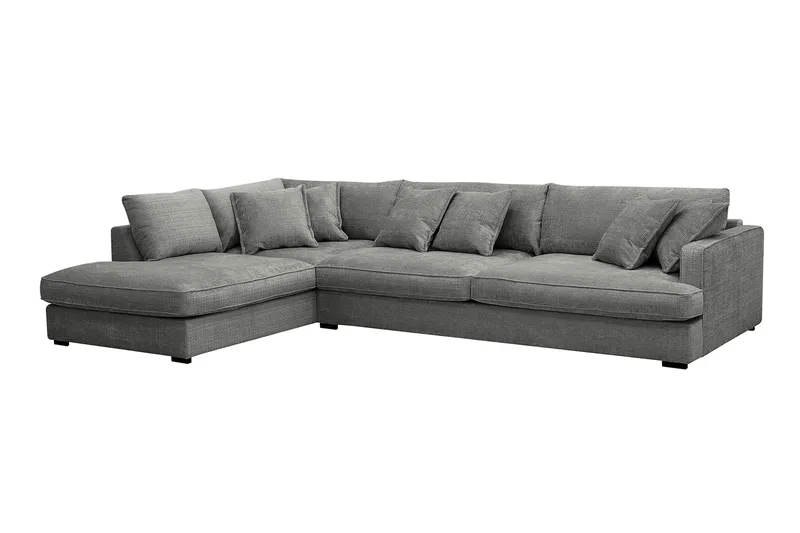 Rossita Lyx 4-sits Vänstervänd L-formad Extra Djup Schäslongsoffa i Chenille - Grå Chenille - Products - Möbler - Soffa - Divansoffa & schäslongsoffa - 4 sits soffa med divan