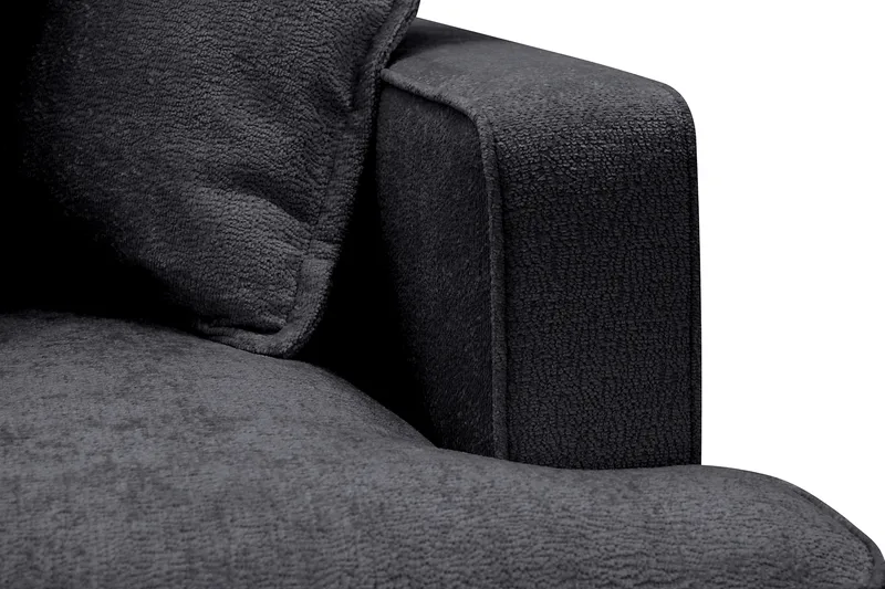 Rossita Lyx 4-sits Vänstervänd L-formad Extra Djup Schäslongsoffa i Chenille - Svart Chenille - Products - Möbler - Soffa - Divansoffa & schäslongsoffa - 4 sits soffa med divan