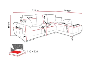 Simerly Soffa med Divan 3-sits - Svart - Products - Möbler - Soffa - Divansoffa & schäslongsoffa - 3 sits soffa med divan