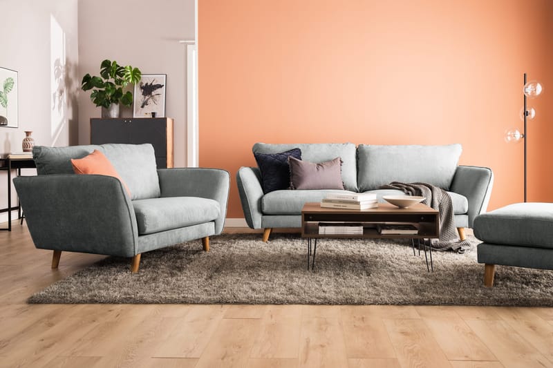 Trend Lyx 3-sits Högervänd L-formad Divansoffa i Tyg - Grå - Products - Möbler - Soffa - Divansoffa & schäslongsoffa - 4 sits soffa med divan