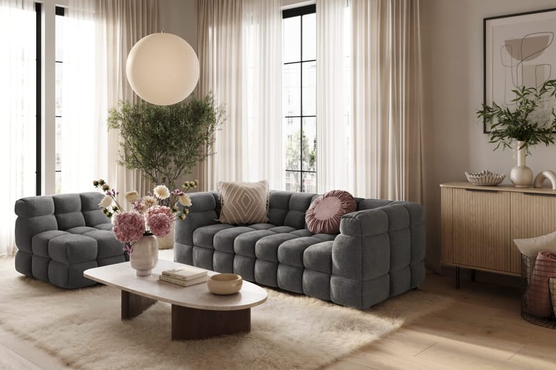 Elise 3-sits Bubblig Soffa - Mörkgrå - Products - Möbler - Soffa - 3 sits soffa