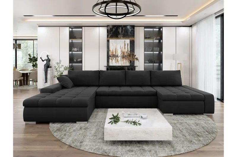 Gamal Soffa Dubbeldivan 4-sits - Svart - Products - Möbler - Soffa - U-soffa