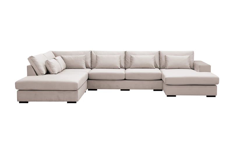 Grande 5-sits U-Soffa med Divan Höger - Beige Sammet - Products - Möbler - Soffa - Sammetssoffa