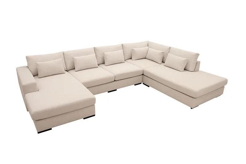 Grande 5-sits U-Soffa med Divan Vänster - Beige Tyg - Products - Möbler - Soffa - U-soffa