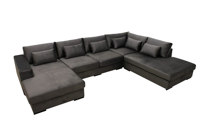 Grande 5-sits U-Soffa med Divan Vänster - Mörkgrå Sammet - Products - Möbler - Soffa - Sammetssoffa