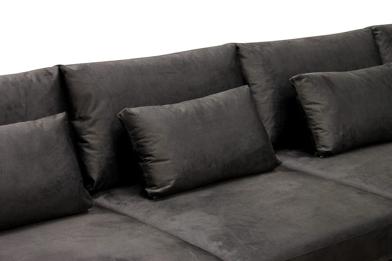 Grande 5-sits U-Soffa med Divan Vänster - Mörkgrå Sammet - Products - Möbler - Soffa - Sammetssoffa