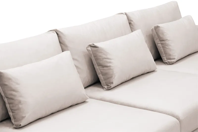 Grande 6-sits U-Soffa med Divan Höger - Beige Sammet - Products - Möbler - Soffa - Sammetssoffa