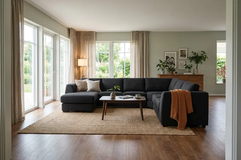 Optus 5-sits Hörnsoffa med divan vändbar - Svart - Products - Möbler - Soffa - Hörnsoffa
