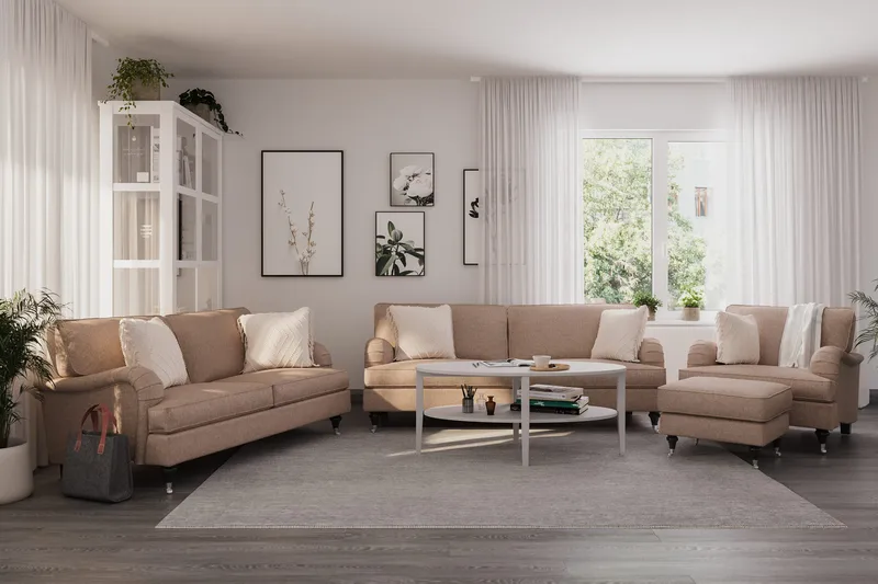 Howard Classic 3-sits Tygsoffa - Mörkbeige - Products - Möbler - Soffa - 3 sits soffa