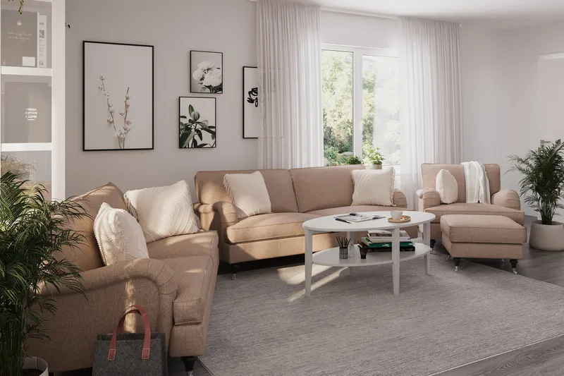 Howard Classic 3-sits Tygsoffa - Mörkbeige - Products - Möbler - Soffa - 3 sits soffa
