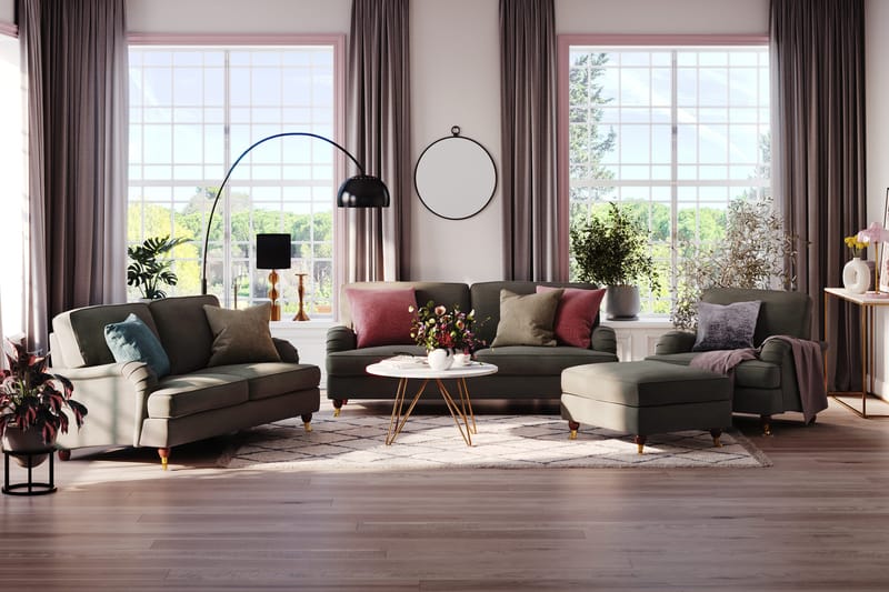 Howard Lyx 4-sits Manchestersoffa - Mörkgrå - Products - Möbler - Soffa - Howardsoffa