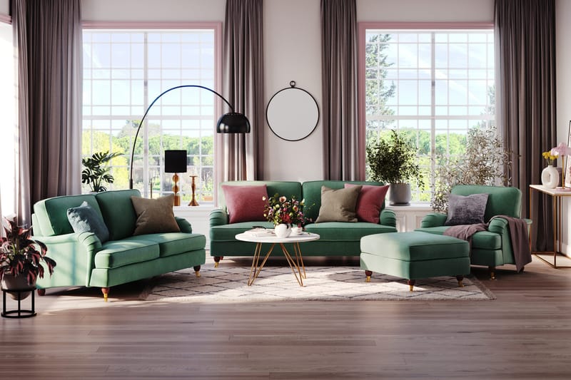 Howard Lyx 4-sits Sammetssoffa - Mörkgrön - Products - Möbler - Soffa - Sammetssoffa