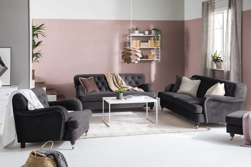 Howard Riviera 2-sits Sammetssoffa - Mörkgrå - Products - Möbler - Soffa - Sammetssoffa