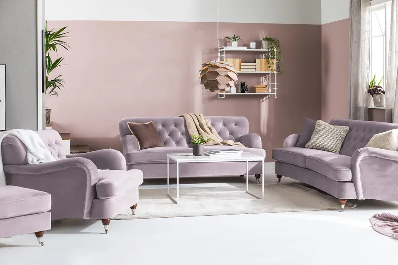 Howard Riviera 3-sits Svängd Sammetssoffa - Lila - Products - Möbler - Soffa - 3 sits soffa