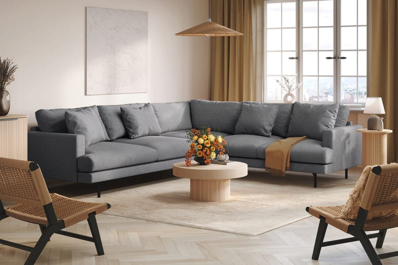 Menard 6-sits Högervänd L-formad Hörnsoffa i Tyg - Mörkgrå - Products - Möbler - Soffa - Hörnsoffa