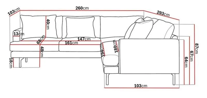 Menard 6-sits Vänstervänd L-formad Hörnsoffa i Tyg - Beige - Products - Möbler - Soffa - Hörnsoffa