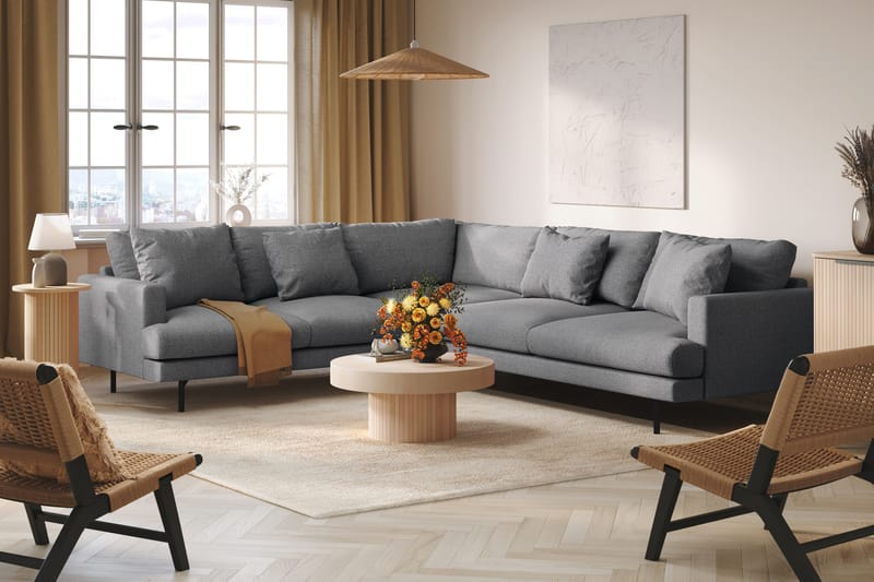 Menard 6-sits Vänstervänd L-formad Hörnsoffa i Tyg - Mörkgrå - Products - Möbler - Soffa - Hörnsoffa