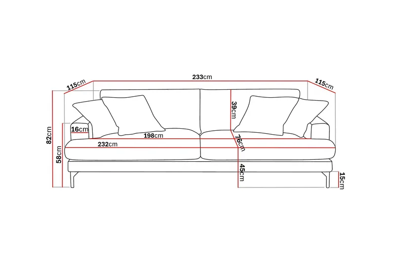 Menard Premium 4-sits Djup Soffa i Chenille - Beige - Products - Möbler - Soffa - 4 sits soffa