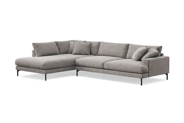 Menard Premium 5-sits Vänstervänd L-formad Djup Schäslongsoffa i Chenille - Grå/Brun - Products - Möbler - Soffa - Divansoffa & schäslongsoffa