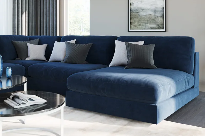 Arken 1-sits Mittmodul i Sammet 90 cm bred - Blå - Products - Möbler - Soffa - Modulsoffa - Mittmodul