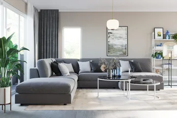 Arken 2-sits Mittmodul i Sammet 120 cm bred - Ljusgrå - Products - Möbler - Soffa - Modulsoffa - Mittmodul