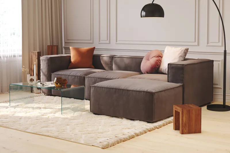 Cubo 1-sits Vänstermodul i Sammet 108 cm bred - Mörkgrå - Products - Möbler - Soffa - Modulsoffa - Övriga moduler till modulsoffa