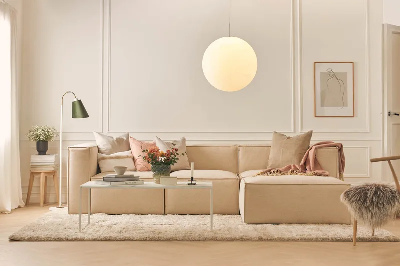 Cubo 2-sits Vänstermodul i Tyg 120 cm bred - Beige - Products - Möbler - Soffa - Modulsoffa - Övriga moduler till modulsoffa