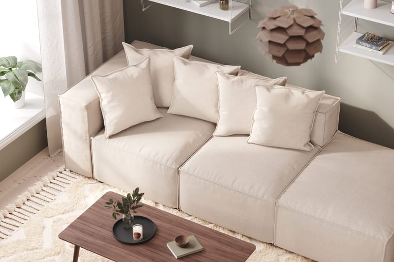 Cubo 3-sits Djup Modulsoffa + Fotpall i Tyg - Beige - Products - Möbler - Soffa - Modulsoffa - Komplett modulsoffa