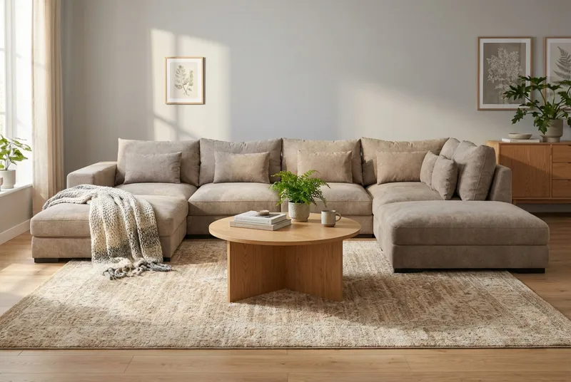 Dubai Stor U Soffa modul med Divan Vänster Extra Djup i Chenille - Brun - Products - Möbler - Soffa - Modulsoffa - Komplett modulsoffa