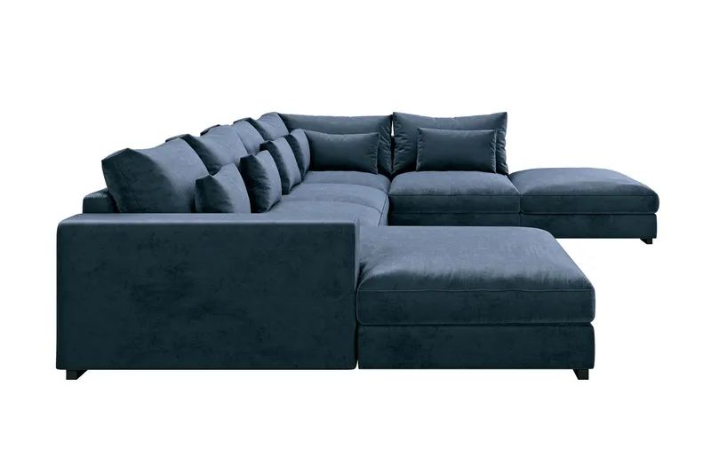 Dubai U-modulsoffa med Divan Vänster Sammet Extra Djup - Blå - Products - Möbler - Soffa - Modulsoffa - Komplett modulsoffa