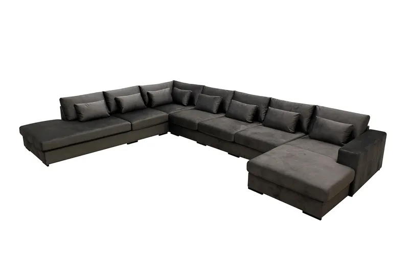 Grande Stor 7-sits U-Soffa med Divan Höger - Mörkgrå Sammet - Products - Möbler - Soffa - Modulsoffa - Komplett modulsoffa