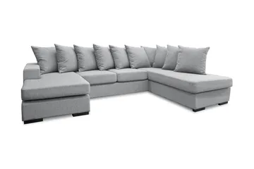 Nebraska U-soffa med Divan Vänster inkl Kuvertkuddar, Grå
