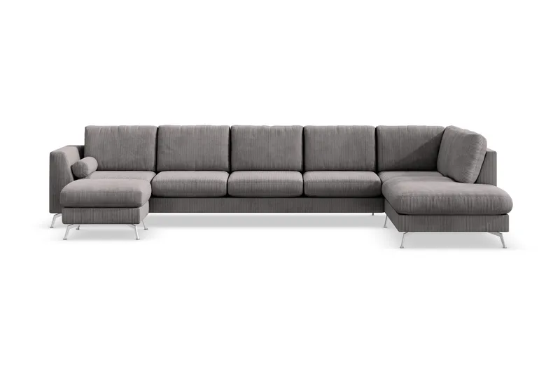 Ocean Lyx 6-sits Högervänd U-formad Soffa med Divan och Schäslong + Fotpall i Manchester - Mörkgrå - Products - Möbler - Soffa - U-soffa