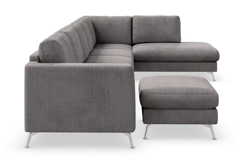 Ocean Lyx 6-sits Högervänd U-formad Soffa med Divan och Schäslong + Fotpall i Manchester - Mörkgrå - Products - Möbler - Soffa - U-soffa