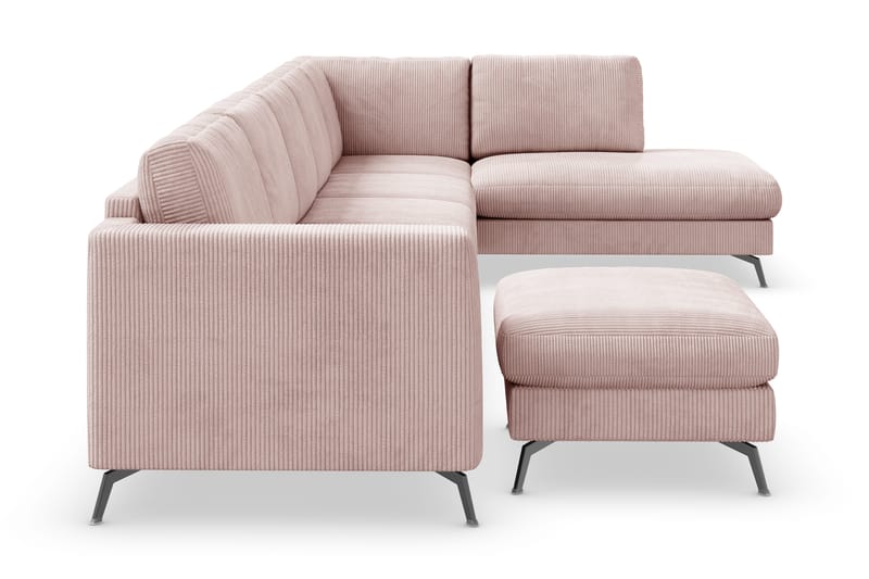 Ocean Lyx 6-sits Högervänd U-formad Soffa med Divan och Schäslong + Fotpall i Manchester - Rosa - Products - Möbler - Soffa - U-soffa
