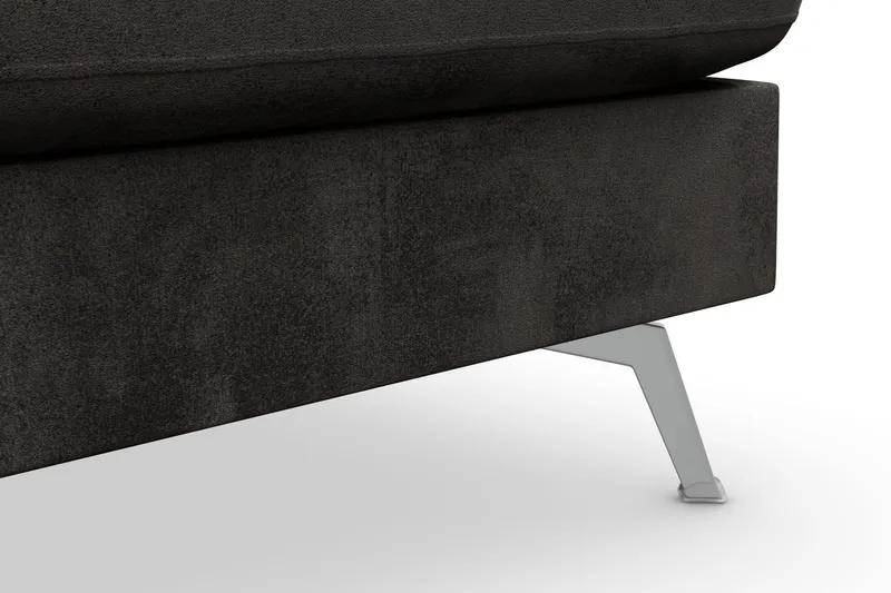 Ocean Lyx 6-sits Högervänd U-formad Soffa med Divan och Schäslong + Fotpall i Sammet - Mörkgrå - Products - Möbler - Soffa - U-soffa