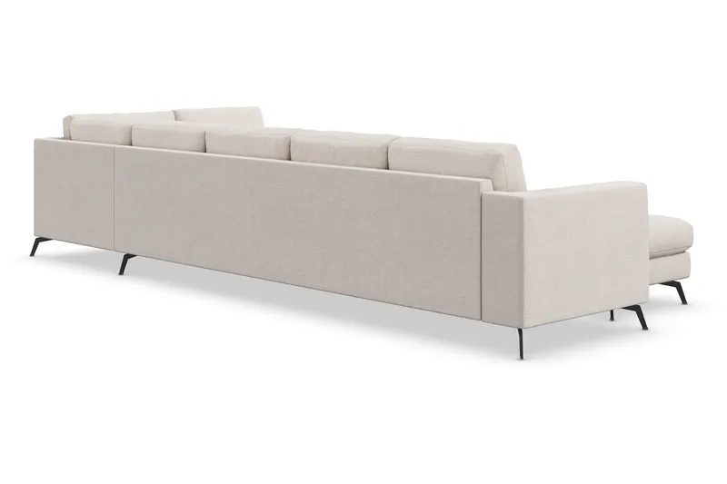 Ocean Lyx 6-sits Högervänd U-formad Soffa med Divan och Schäslong + Fotpall i Tyg - Beige - Products - Möbler - Soffa - U-soffa
