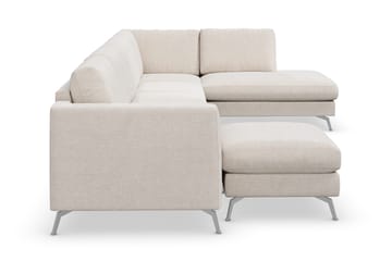 Ocean Lyx 6-sits Högervänd U-formad Soffa med Divan och Schäslong + Fotpall i Tyg - Beige - Products - Möbler - Soffa - U-soffa