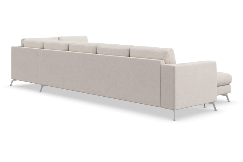 Ocean Lyx 6-sits Högervänd U-formad Soffa med Divan och Schäslong + Fotpall i Tyg - Beige - Products - Möbler - Soffa - U-soffa