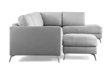 Ocean Lyx 6-sits Högervänd U-formad Soffa med Divan och Schäslong + Fotpall i Tyg - Grå - Products - Möbler - Soffa - U-soffa