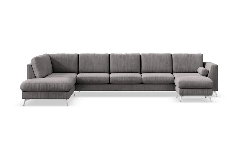 Ocean Lyx 6-sits Vänstervänd U-formad Soffa med Divan och Schäslong + Fotpall i Manchester - Mörkgrå - Products - Möbler - Soffa - U-soffa