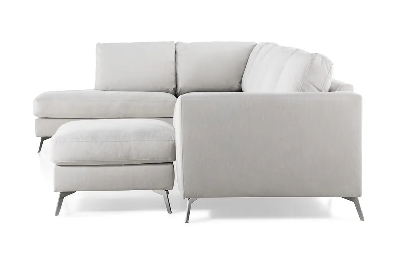 Ocean Lyx 6-sits Vänstervänd U-formad Soffa med Divan och Schäslong + Fotpall i Tyg - Ljusgrå - Products - Möbler - Soffa - U-soffa