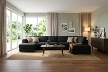 Optus 6-sits U-soffa med Divan och schäslong vänster - Svart - Products - Möbler - Soffa - U-soffa