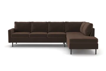 Peppe 4-sits Högervänd L-formad Schäslongsoffa i Manchester - Brun - Products - Möbler - Soffa - Divansoffa & schäslongsoffa