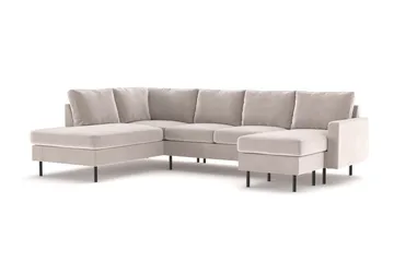 Peppe 4-sits Vänstervänd U-formad Soffa med Divan och Schäslong i Manchester - Beige - Products - Möbler - Soffa - Sammetssoffa