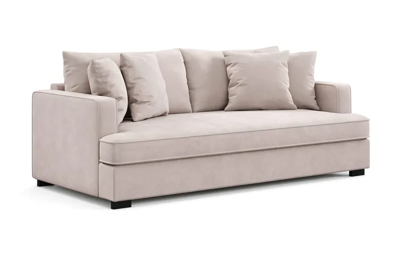 Rossita 3-sits Djup Sammetsoffa med hel dyna - Beige - Products - Möbler - Soffa - 3 sits soffa