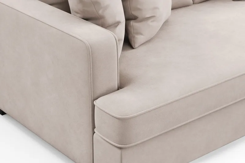 Rossita 3-sits Djup Sammetsoffa med hel dyna - Beige - Products - Möbler - Soffa - 3 sits soffa