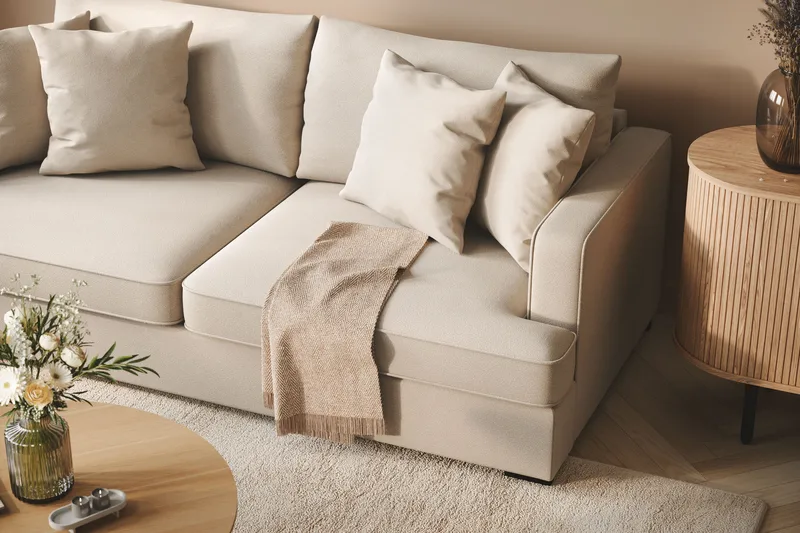 Rossita 3-sits Djup Soffa i Bouclé - Beige - Products - Möbler - Soffa - 3 sits soffa