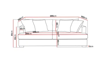 Rossita 3-sits Djup Soffa i Chenille - Grå / Brun - Products - Möbler - Soffa - 3 sits soffa